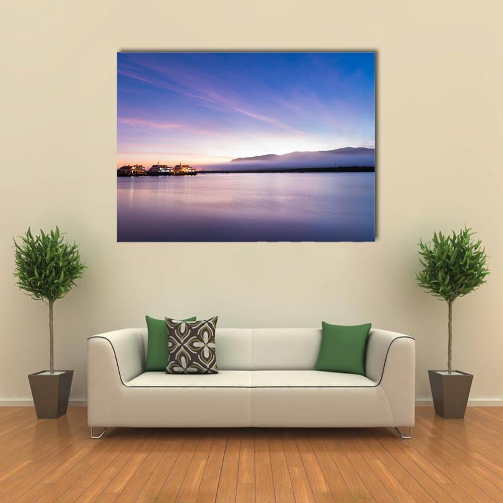 Sea Coast At Sunrise Canvas Wall Art-1 Piece-Gallery Wrap-48" x 32"-Tiaracle