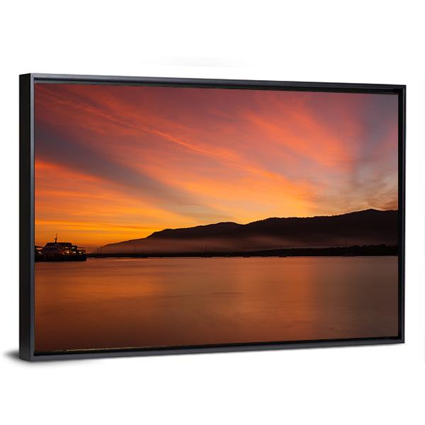 Sea Coast At Sunset Canvas Wall Art-3 Horizontal-Gallery Wrap-25" x 16"-Tiaracle