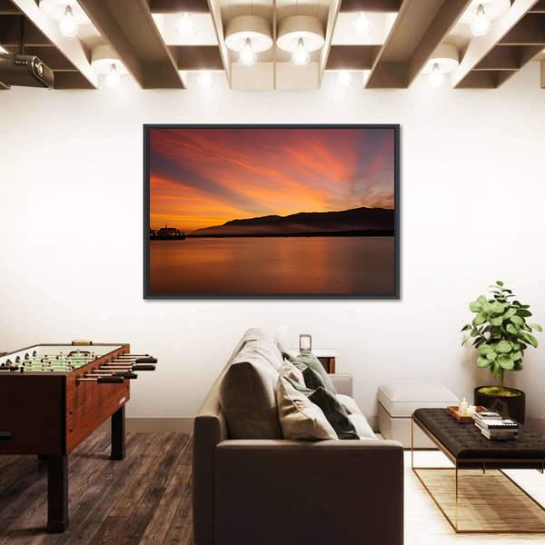Sea Coast At Sunset Canvas Wall Art-3 Horizontal-Gallery Wrap-25" x 16"-Tiaracle