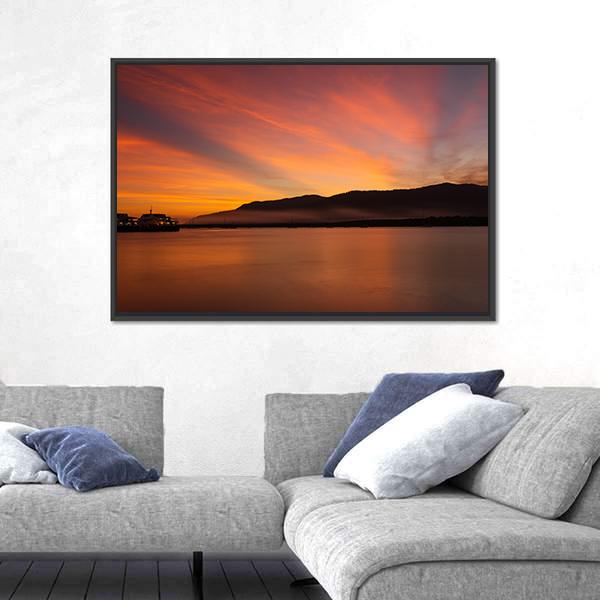 Sea Coast At Sunset Canvas Wall Art-3 Horizontal-Gallery Wrap-25" x 16"-Tiaracle