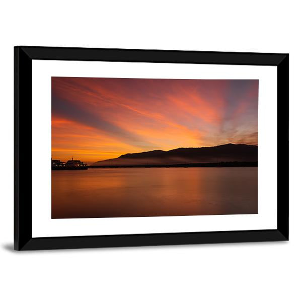 Sea Coast At Sunset Canvas Wall Art-3 Horizontal-Gallery Wrap-25" x 16"-Tiaracle