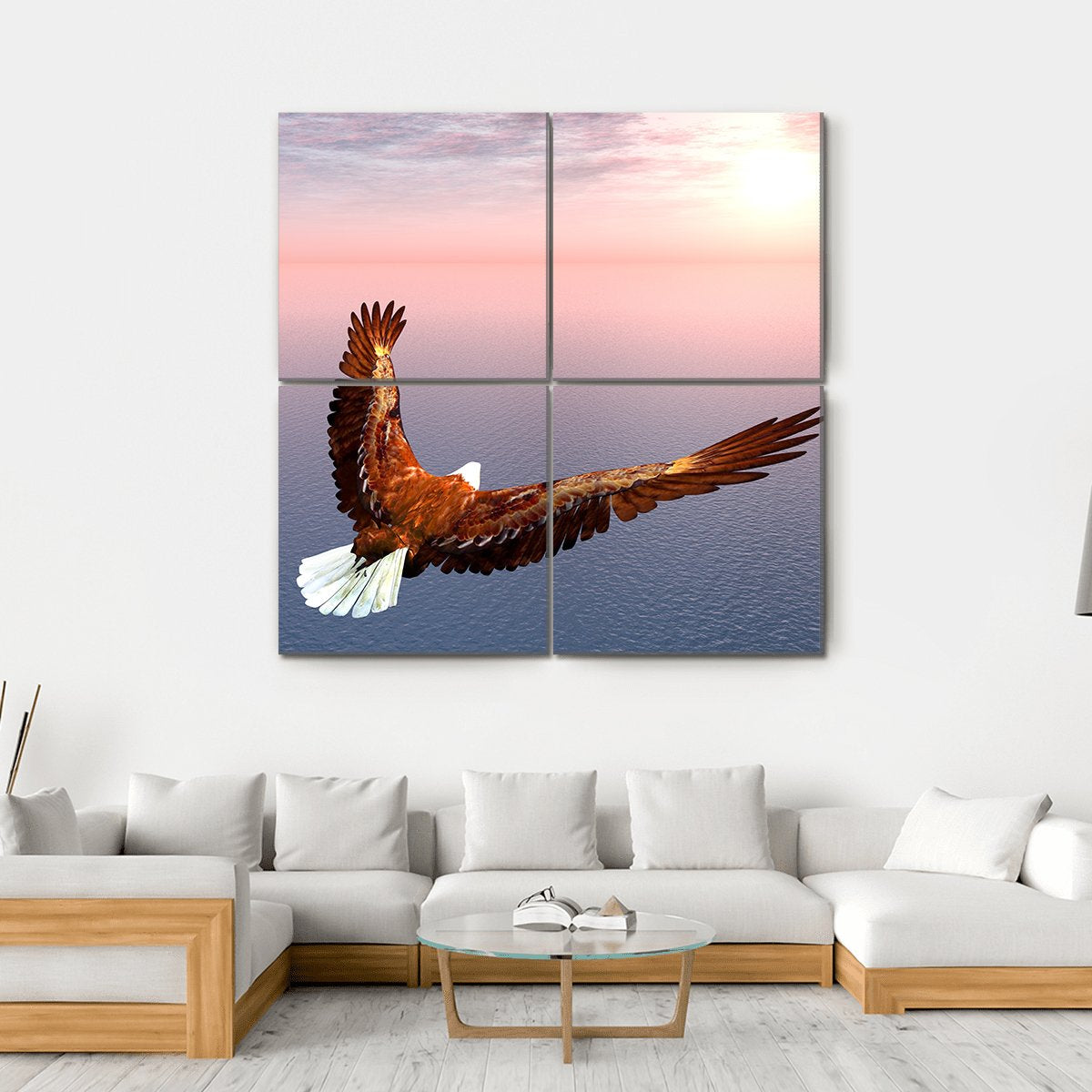 Sea Eagle Canvas Wall Art-4 Square-Gallery Wrap-17" x 17"-Tiaracle
