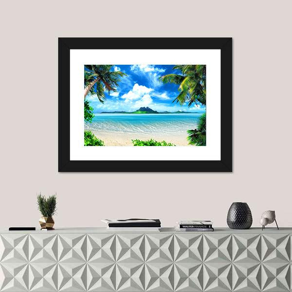 Sea From Tropical Coast Canvas Wall Art-1 Piece-Framed Print-20&quot; x 16&quot;-Tiaracle