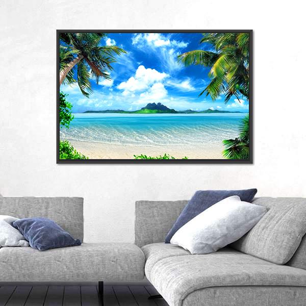 Sea From Tropical Coast Canvas Wall Art-3 Horizontal-Gallery Wrap-25&quot; x 16&quot;-Tiaracle
