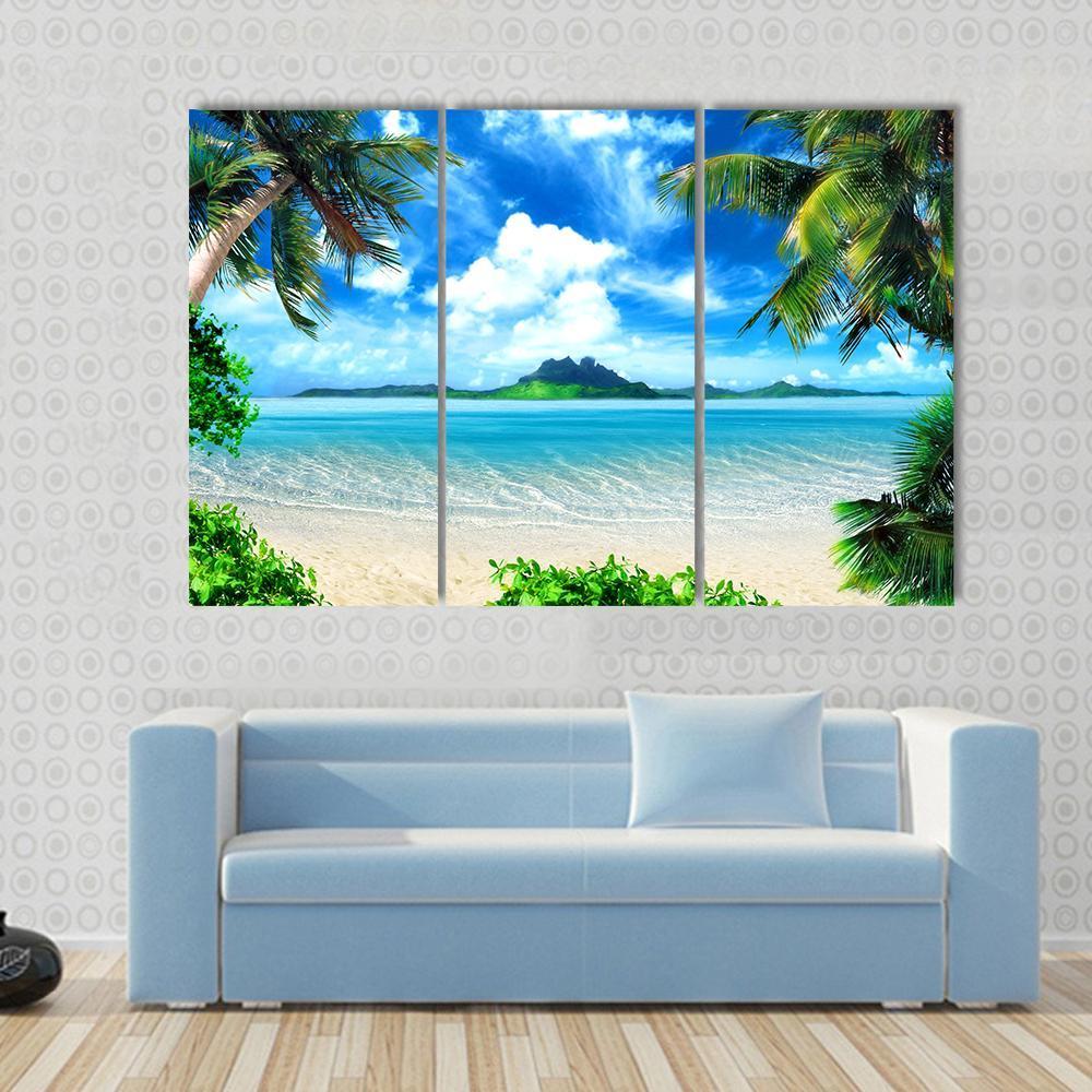 Sea From Tropical Coast Canvas Wall Art-3 Horizontal-Gallery Wrap-37" x 24"-Tiaracle