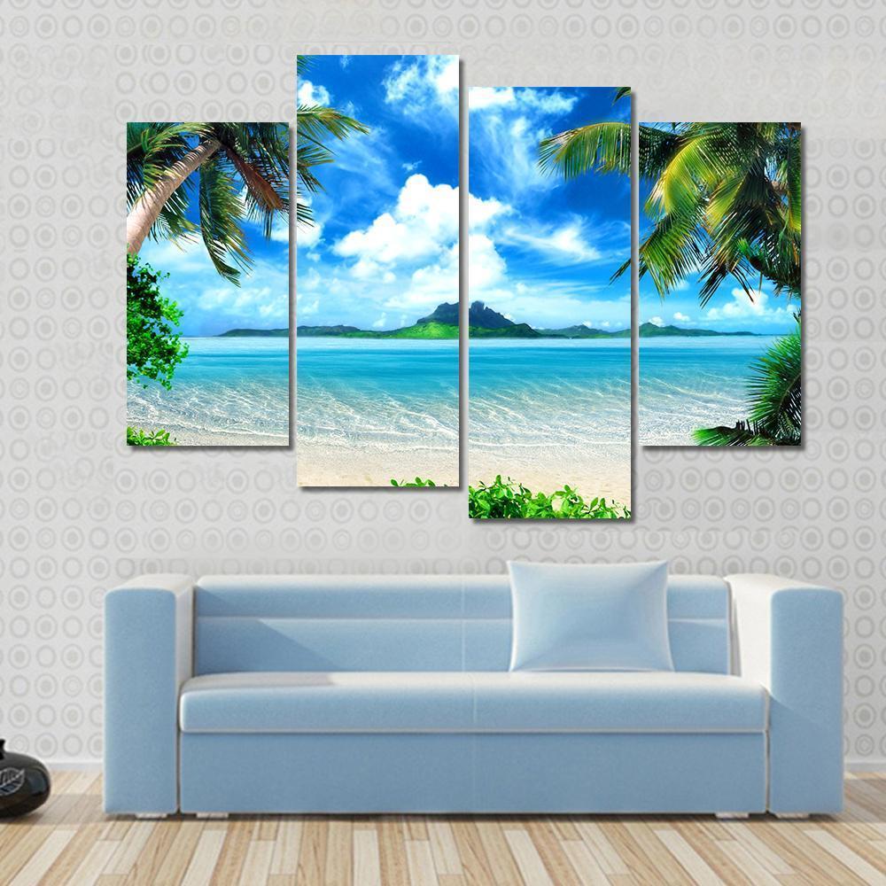 Sea From Tropical Coast Canvas Wall Art-4 Pop-Gallery Wrap-50" x 32"-Tiaracle
