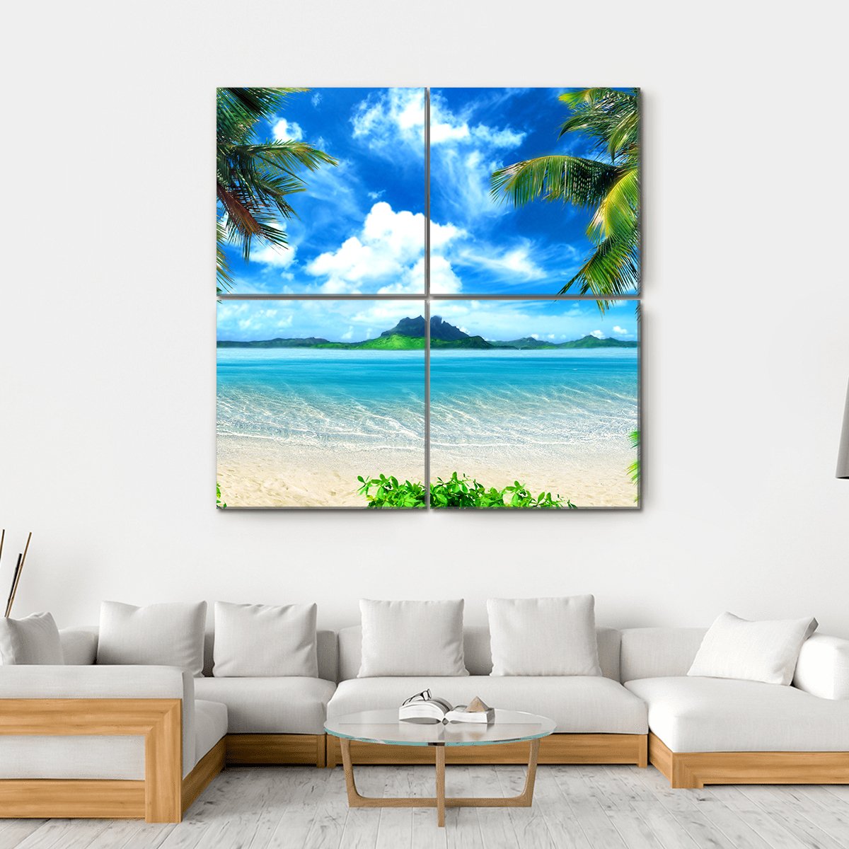Sea From Tropical Coast Canvas Wall Art-4 Square-Gallery Wrap-17" x 17"-Tiaracle