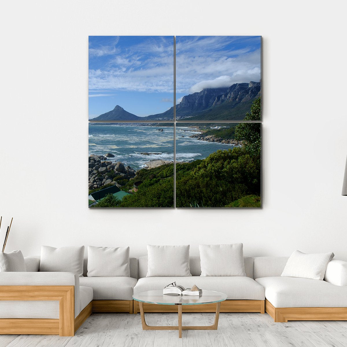 Sea In Cape Town Canvas Wall Art-4 Square-Gallery Wrap-17" x 17"-Tiaracle