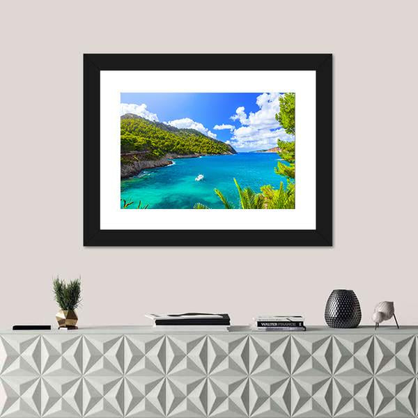 Sea Landscape In Kefalonia Canvas Wall Art-1 Piece-Framed Print-20" x 16"-Tiaracle