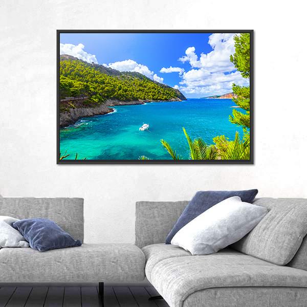 Sea Landscape In Kefalonia Canvas Wall Art-3 Horizontal-Gallery Wrap-25" x 16"-Tiaracle
