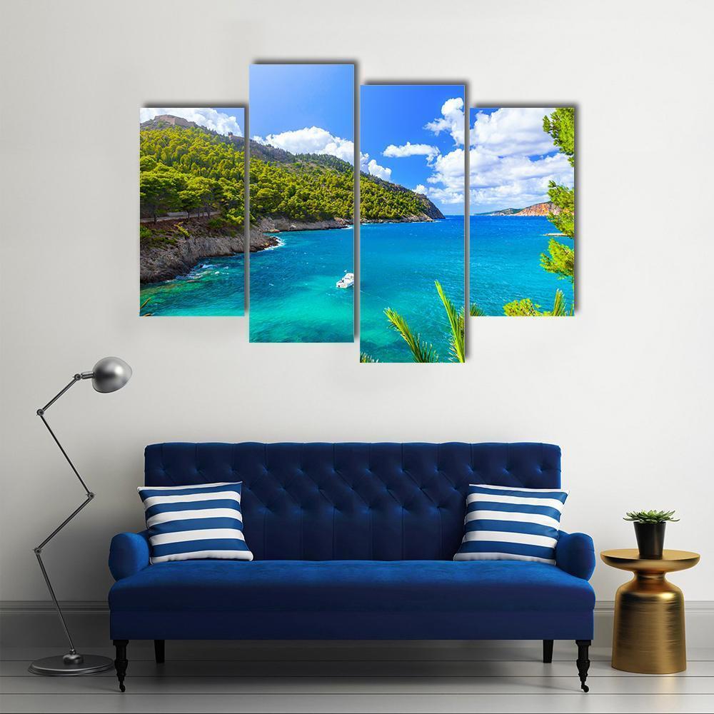 Sea Landscape In Kefalonia Canvas Wall Art-4 Pop-Gallery Wrap-50" x 32"-Tiaracle