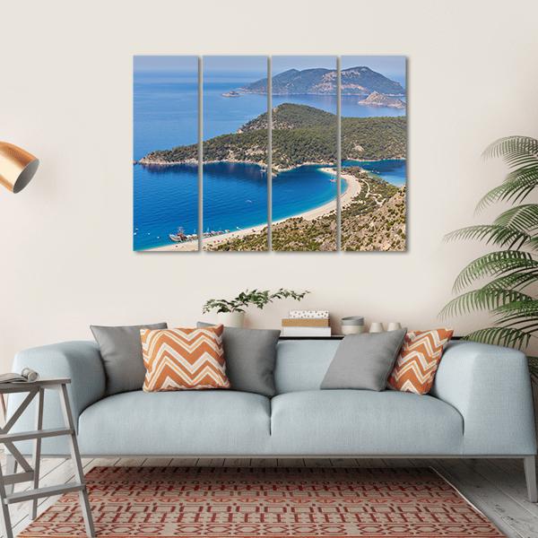 Sea Landscape View Of Beach Canvas Wall Art-4 Horizontal-Gallery Wrap-34" x 24"-Tiaracle
