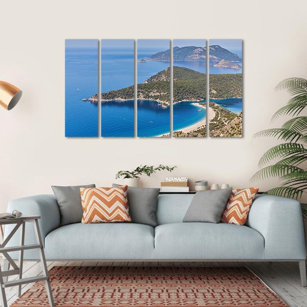 Sea Landscape View Of Beach Canvas Wall Art-5 Horizontal-Gallery Wrap-22" x 12"-Tiaracle