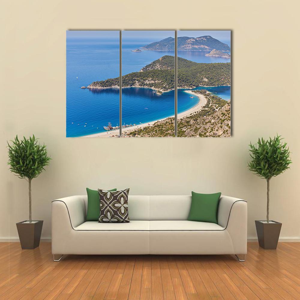 Sea Landscape View Of Beach Canvas Wall Art-3 Horizontal-Gallery Wrap-37" x 24"-Tiaracle