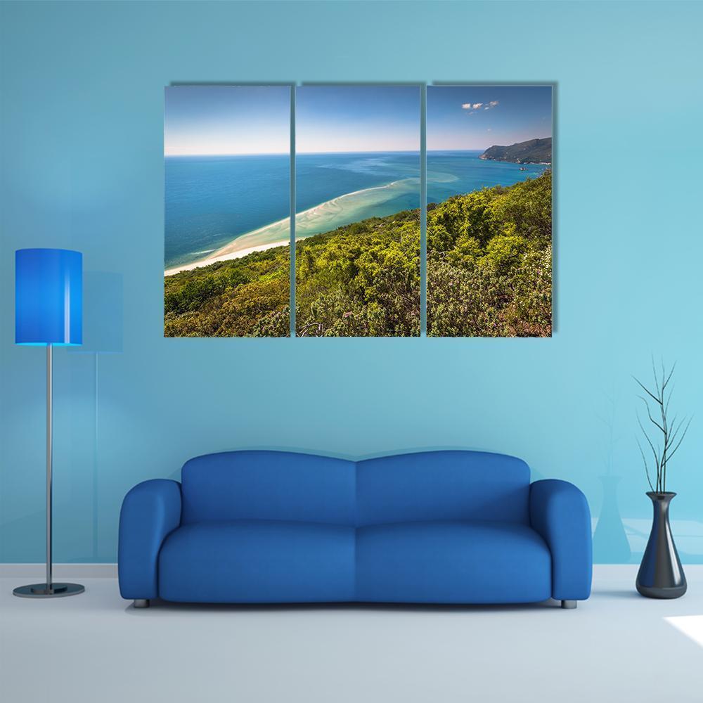 Sea Near National Park Arrabida Canvas Wall Art-3 Horizontal-Gallery Wrap-37" x 24"-Tiaracle