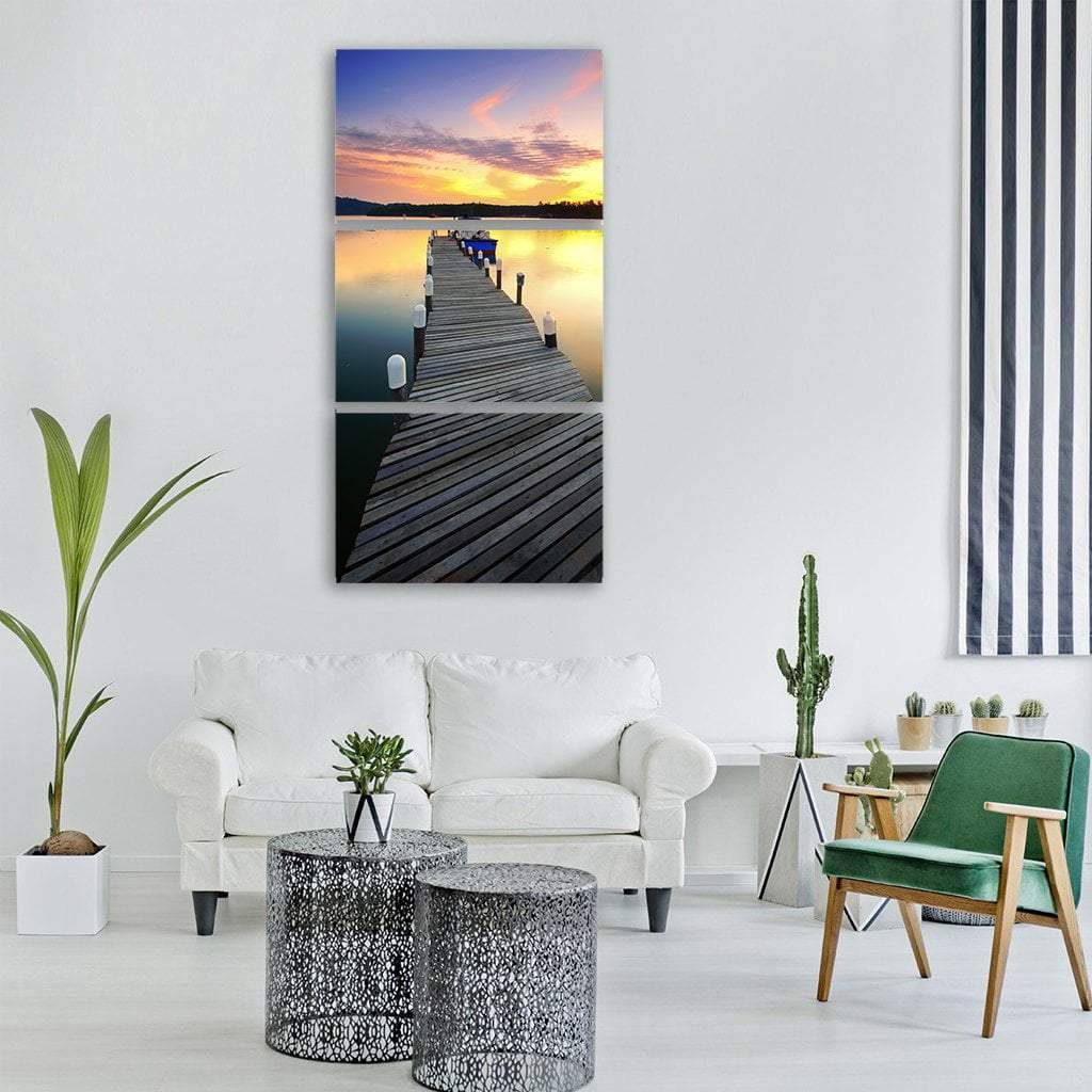 Sea Ocean Bridge Vertical Canvas Wall Art-3 Vertical-Gallery Wrap-12" x 25"-Tiaracle