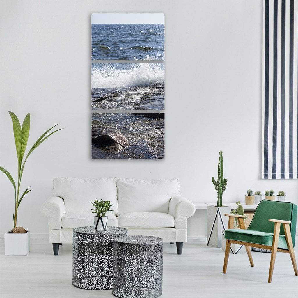 Sea Ocean Waves Vertical Canvas Wall Art-3 Vertical-Gallery Wrap-12" x 25"-Tiaracle