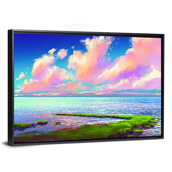Sea Painting Canvas Wall Art-5 Horizontal-Gallery Wrap-22" x 12"-Tiaracle