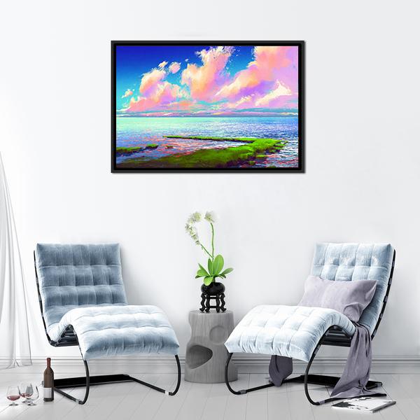 Sea Painting Canvas Wall Art-5 Horizontal-Gallery Wrap-22" x 12"-Tiaracle