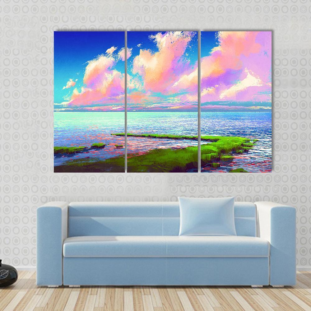 Sea Painting Canvas Wall Art-3 Horizontal-Gallery Wrap-37" x 24"-Tiaracle