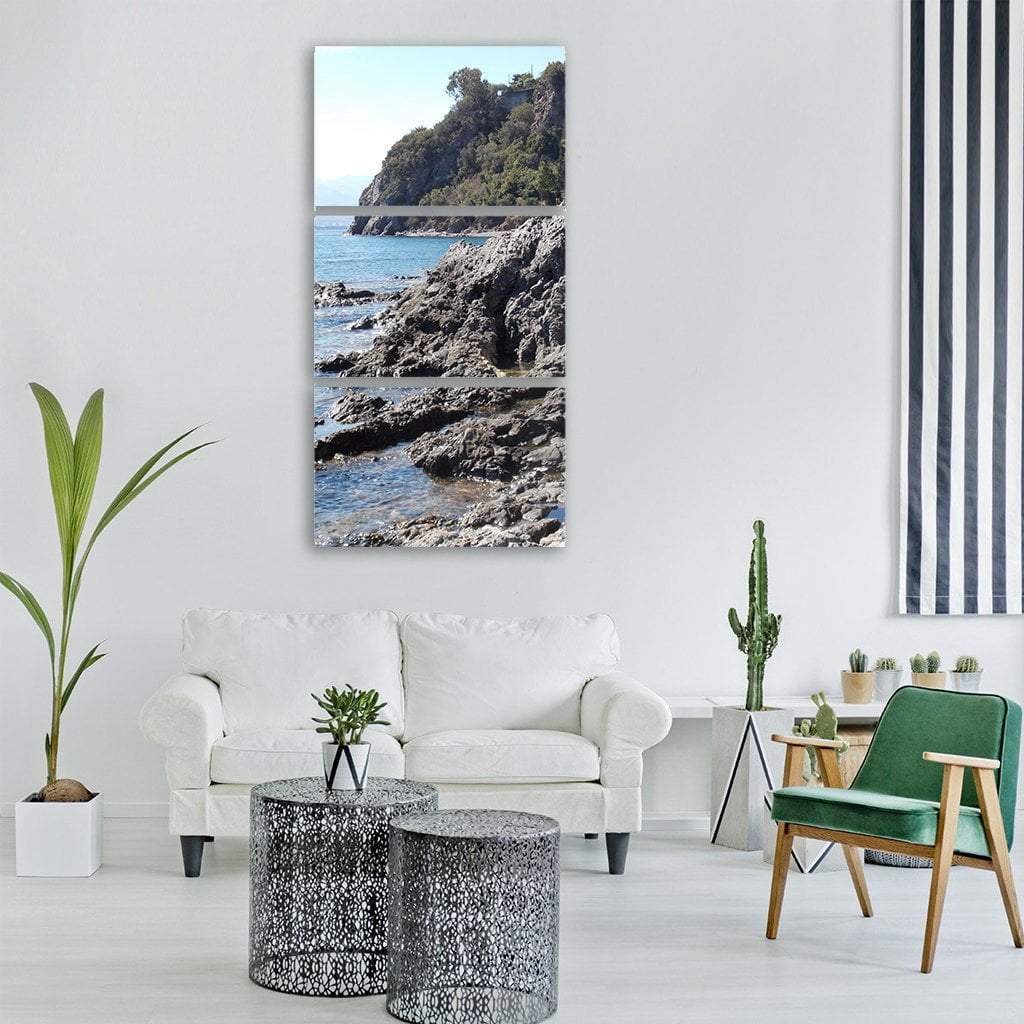 Sea Rocks In Sicily Italy Vertical Canvas Wall Art-3 Vertical-Gallery Wrap-12" x 25"-Tiaracle