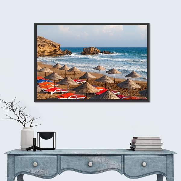 Sea Sun Beach In Cyprus Canvas Wall Art-3 Horizontal-Gallery Wrap-25" x 16"-Tiaracle