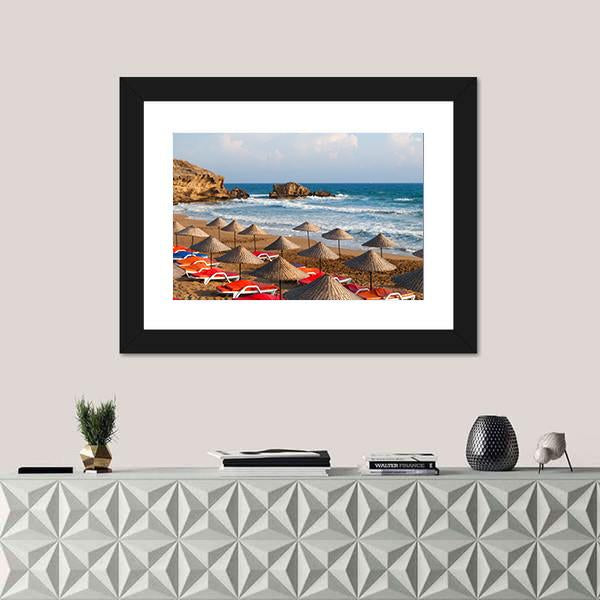 Sea Sun Beach In Cyprus Canvas Wall Art-3 Horizontal-Gallery Wrap-25" x 16"-Tiaracle