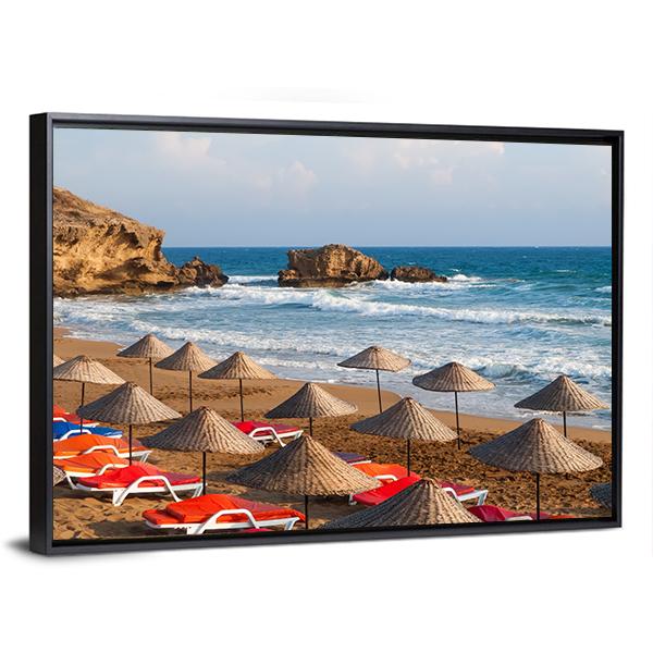 Sea Sun Beach In Cyprus Canvas Wall Art-3 Horizontal-Gallery Wrap-25" x 16"-Tiaracle