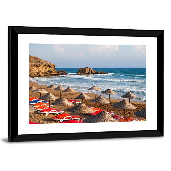 Sea Sun Beach In Cyprus Canvas Wall Art-3 Horizontal-Gallery Wrap-25" x 16"-Tiaracle