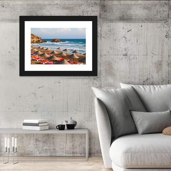 Sea Sun Beach In Cyprus Canvas Wall Art-3 Horizontal-Gallery Wrap-25" x 16"-Tiaracle