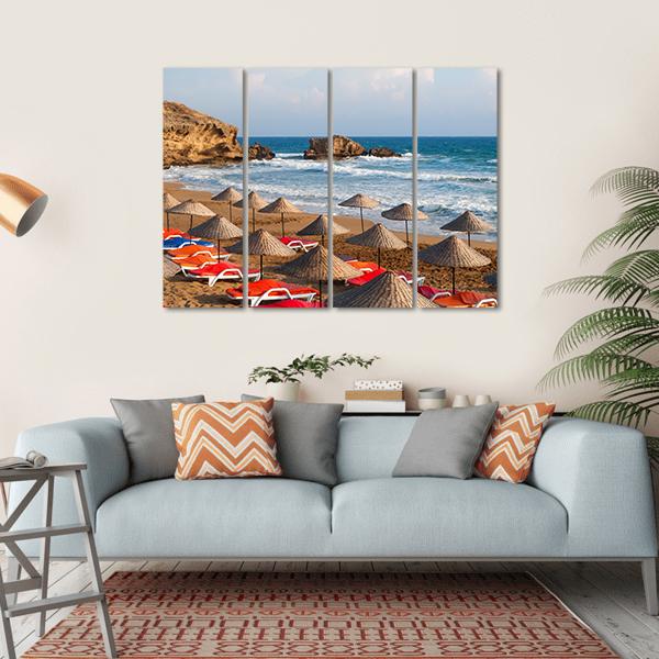 Sea Sun Beach In Cyprus Canvas Wall Art-4 Horizontal-Gallery Wrap-34" x 24"-Tiaracle