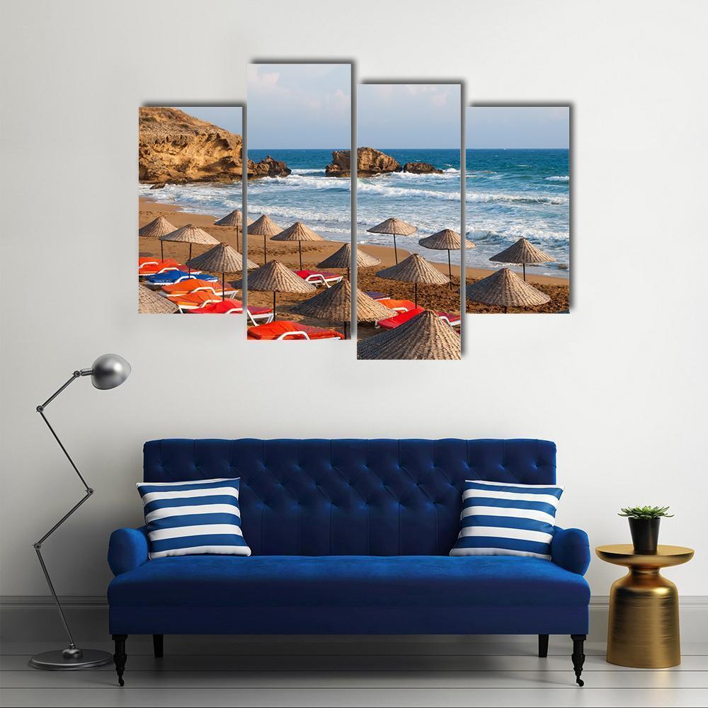 Sea Sun Beach In Cyprus Canvas Wall Art-4 Pop-Gallery Wrap-50" x 32"-Tiaracle