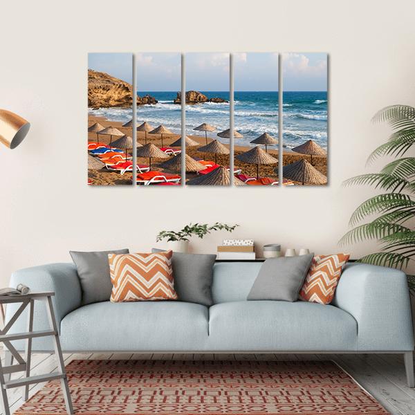 Sea Sun Beach In Cyprus Canvas Wall Art-5 Horizontal-Gallery Wrap-22" x 12"-Tiaracle