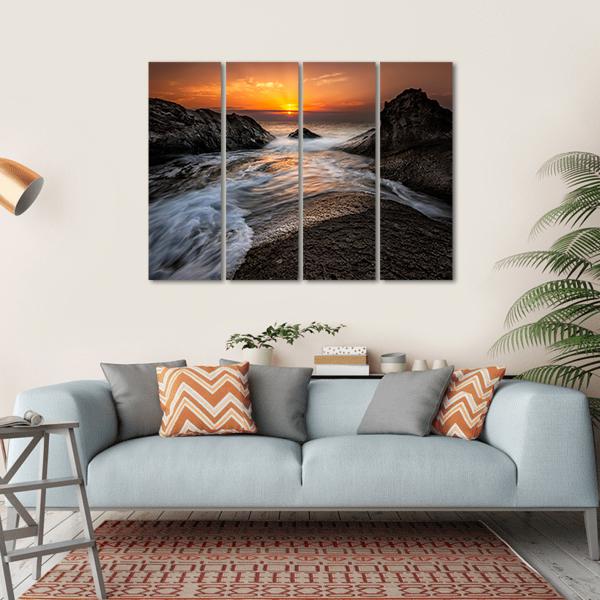 Sea Sunrise At The Black Sea Coast In Bulgaria Canvas Wall Art-4 Horizontal-Gallery Wrap-34" x 24"-Tiaracle