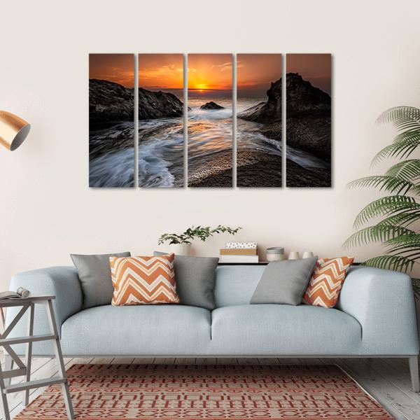 Sea Sunrise At The Black Sea Coast In Bulgaria Canvas Wall Art-5 Horizontal-Gallery Wrap-22" x 12"-Tiaracle