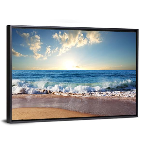 Sea Sunset In Olympic Park Coast Canvas Wall Art-3 Horizontal-Gallery Wrap-25" x 16"-Tiaracle