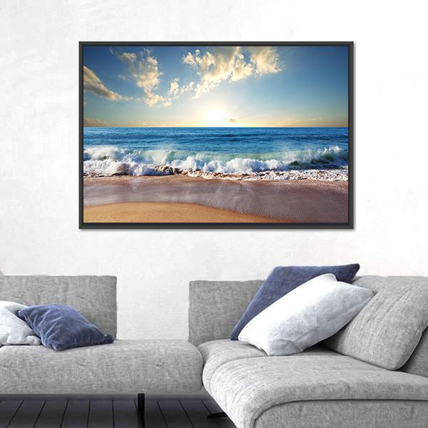 Sea Sunset In Olympic Park Coast Canvas Wall Art-3 Horizontal-Gallery Wrap-25" x 16"-Tiaracle