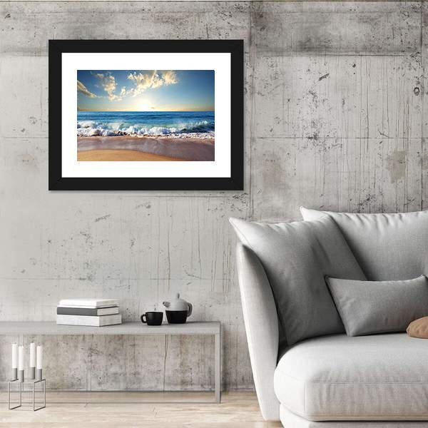 Sea Sunset In Olympic Park Coast Canvas Wall Art-3 Horizontal-Gallery Wrap-25" x 16"-Tiaracle