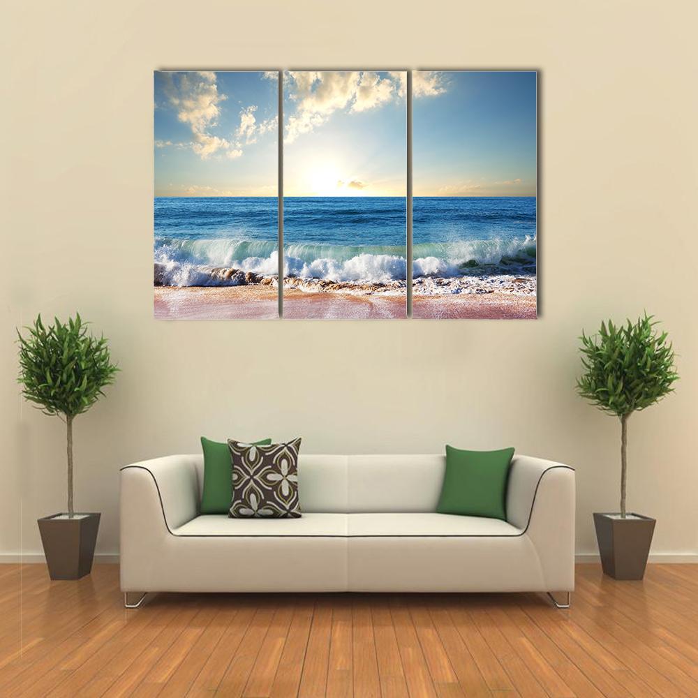 Sea Sunset In Olympic Park Coast Canvas Wall Art-3 Horizontal-Gallery Wrap-37" x 24"-Tiaracle
