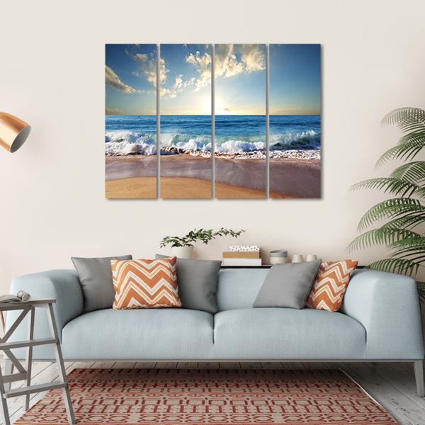 Sea Sunset In Olympic Park Coast Canvas Wall Art-4 Horizontal-Gallery Wrap-34" x 24"-Tiaracle