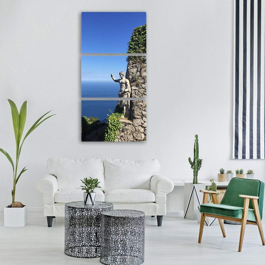 Sea View In Capri Italy Vertical Canvas Wall Art-3 Vertical-Gallery Wrap-12" x 25"-Tiaracle