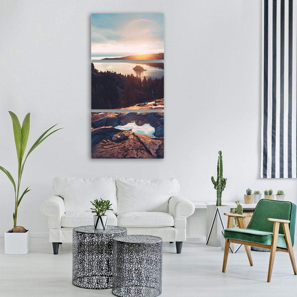 Sea View Landscape Vertical Canvas Wall Art-3 Vertical-Gallery Wrap-12" x 25"-Tiaracle