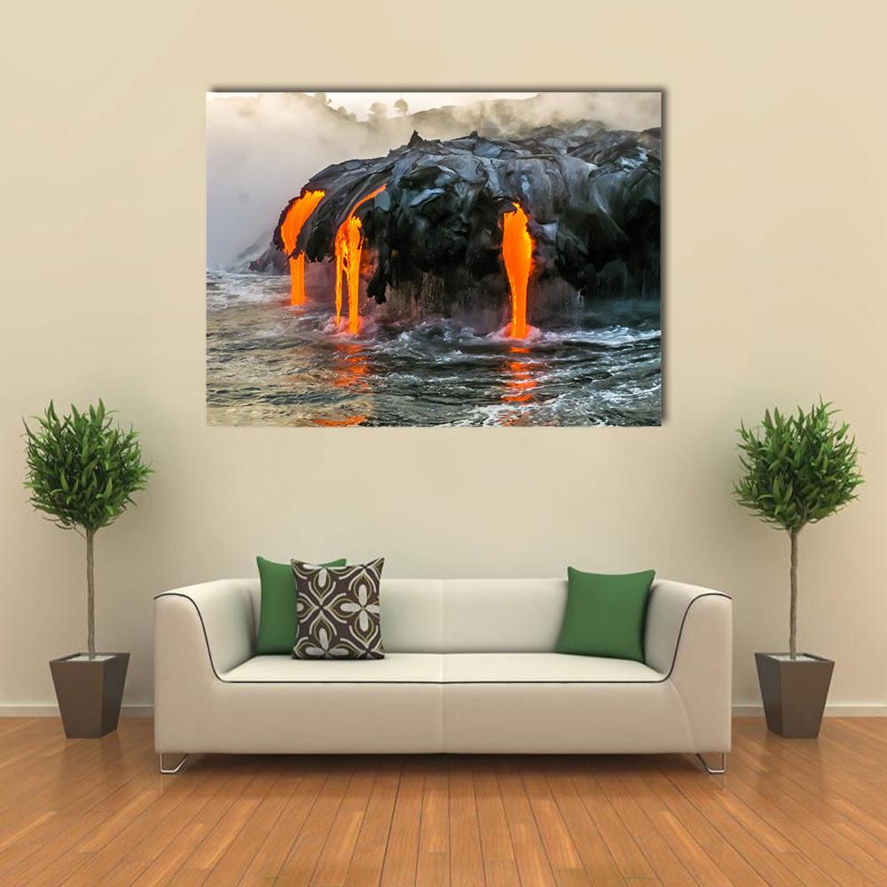 Sea View Of Kilauea Volcano In Hawaii Canvas Wall Art-1 Piece-Gallery Wrap-36" x 24"-Tiaracle