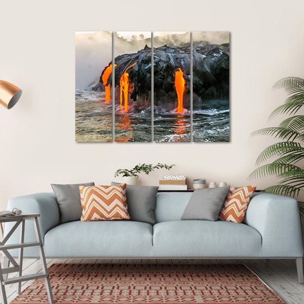 Sea View Of Kilauea Volcano In Hawaii Canvas Wall Art-4 Horizontal-Gallery Wrap-34" x 24"-Tiaracle