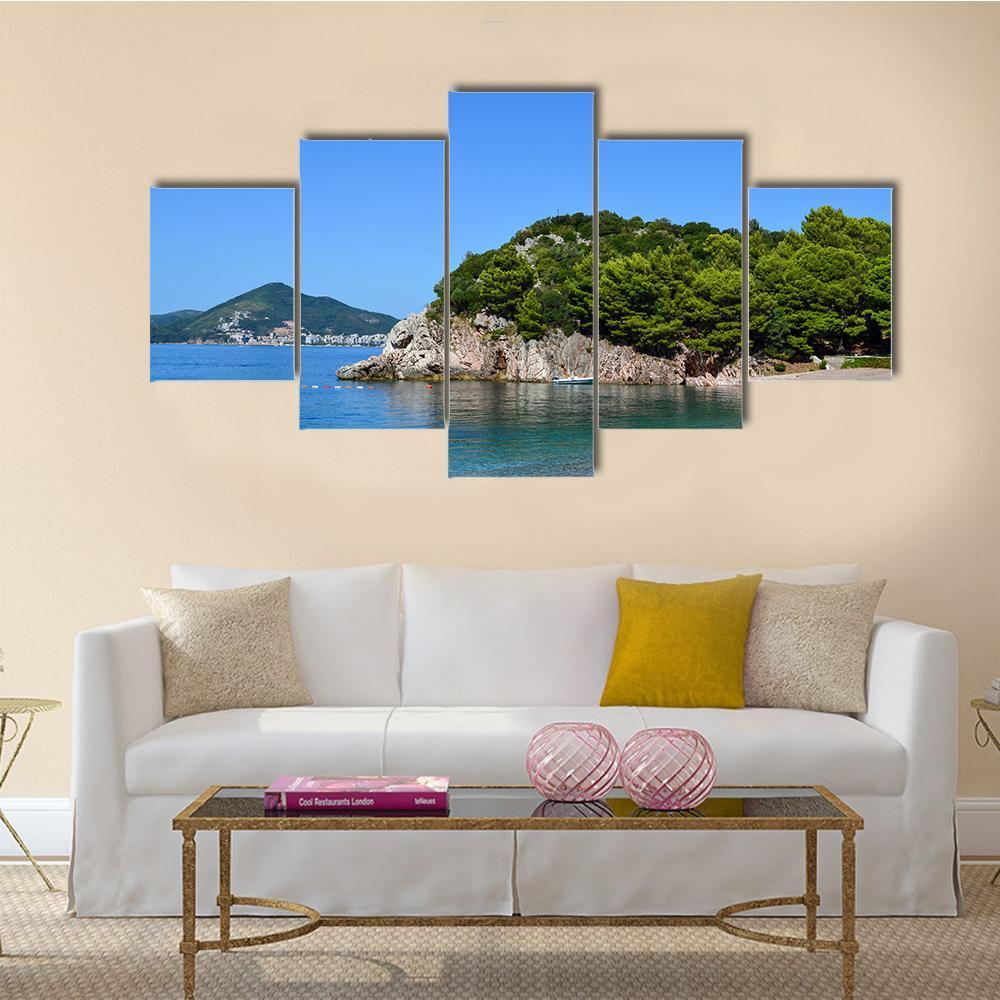 Sea View On A Sunny Day Canvas Wall Art-5 Star-Gallery Wrap-62" x 32"-Tiaracle