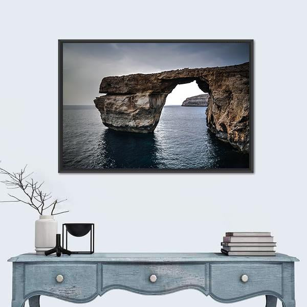 Sea View To Azure Window Canvas Wall Art-1 Piece-Floating Frame-24" x 16"-Tiaracle