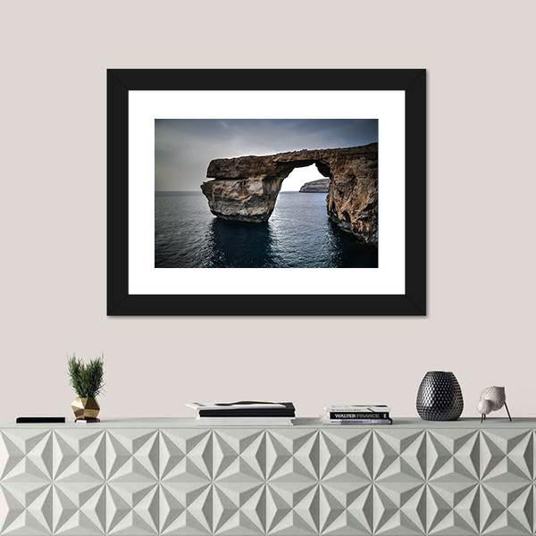 Sea View To Azure Window Canvas Wall Art-1 Piece-Framed Print-20" x 16"-Tiaracle