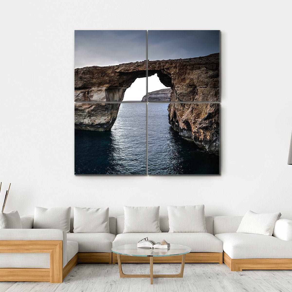 Sea View To Azure Window Canvas Wall Art-4 Square-Gallery Wrap-17" x 17"-Tiaracle