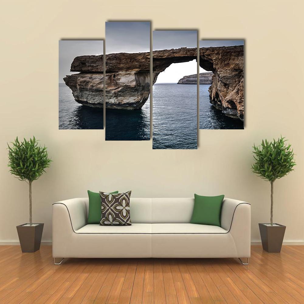 Sea View To Azure Window Canvas Wall Art-4 Pop-Gallery Wrap-50" x 32"-Tiaracle