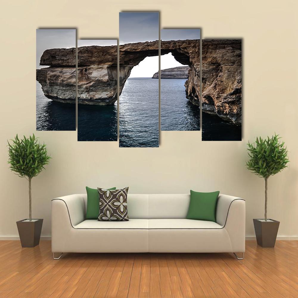 Sea View To Azure Window Canvas Wall Art-5 Pop-Gallery Wrap-47" x 32"-Tiaracle
